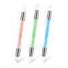3 Pcs Nail Art Sculpture Pen, Dual Tipped Silicone Nail Tools, Silicone Head Acrylic Handle Nail Art Brushes, Rhinestone Nail Polish Carving Pen, Nail Art Tools for Home Salon(Blue, Green, Orange)