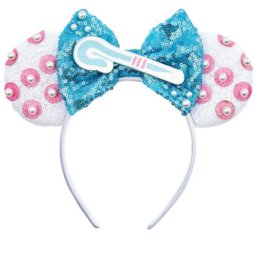 Opzzqz Mouse Ear Headbands for Women Giltter Bow Headband for Girls and Adult Birthday Party Decorations for Halloween Christmas (Bepeep01A)