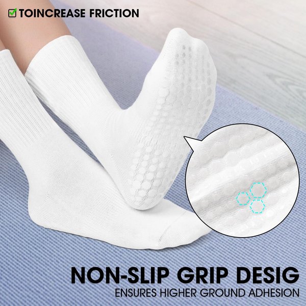 AGUTIUN 3 Pairs Pilates Grip Socks Yoga Socks with Grips for Women Non Slip High Socks for Sports Pilates,Dance,Barefoot Workout