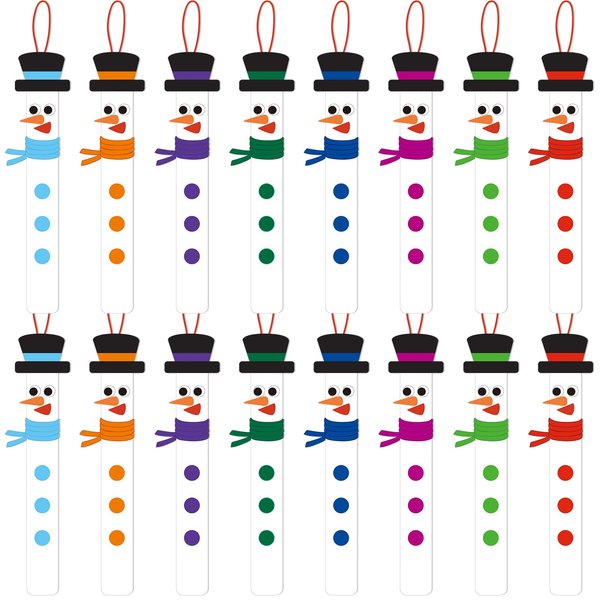 Kathfly 48 Sets Christmas Snowman Stick Ornament Craft Kit Snowman Hats for Crafts Hanging Christmas Ornaments Craft Bulk for Kids Winter Xmas Holiday DIY Classroom Home Activities