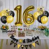 30th Birthday Party Decorations for Men Women Black and Gold, Black Gold Happy Birthday Banner Sign 30th Happy Birthday Balloons for 30th Anniversary Birthday Party Supplies Outdoor Indoor Décor