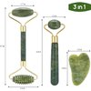 WOBOX 3Pcs Guasha Scraping Massage Tool Set Jade Stone Guasha Board, Used for Face, Neck, Arms, Shoulders, Legs Body Care/Boost Radiance of Complexion,for Valentine’s Day, Birthday, Christmas Gift