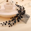 Teyglen Bride Wedding Crystal Hair Comb Black Rhinestone Hair Pieces Handmade Full Black Red Blue Crystal Hair Side Comb Shiny Headpieces for Women Girls(Black)