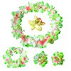 Hawaiian Leis Headband Wristbands Flower Hair Clips Luau Tropical Women Necklace Headpiece Hair Bands Hairband Bracelets Summer Beach Pool Cosplay Dress Up Birthday Party Decorations Supplies Green