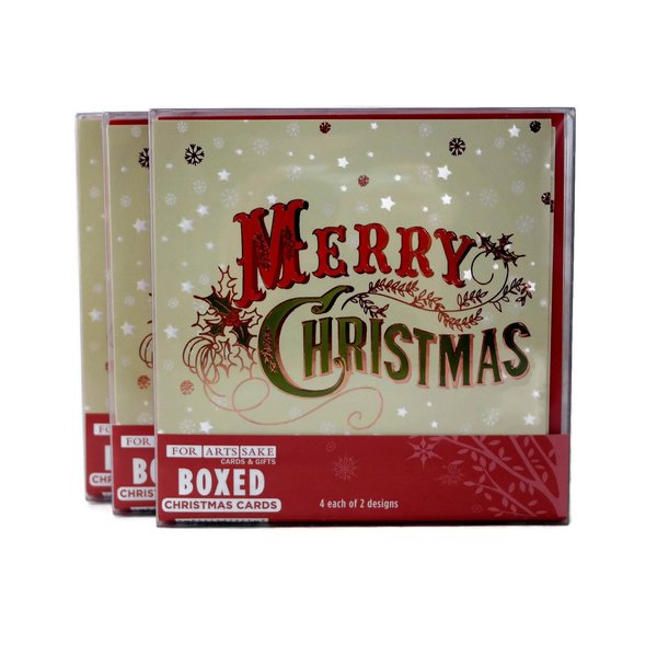 Merry Christmas Noel Holiday Greeting Cards, Embossed with Glitter and Foil, 24 Cards/Envelopes