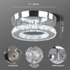 HOPGGIE Modern Crystal Chandelier LED Flush Mount Pendant Lighting Mini Ceiling Light Fixture for Bathroom Bedroom Hallway Staircase Bar Kitchen (Cold White)