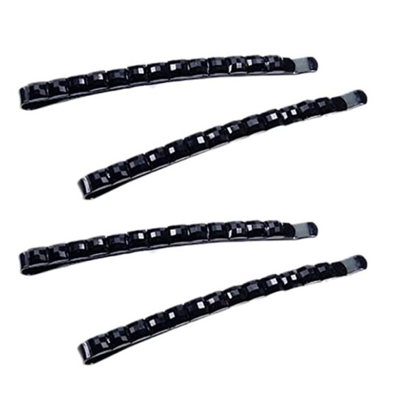 4Pcs Black Rhinestone Barrettes, Shiny Hair Pin, Crystal Diamond Bobby Pin, Hairpin, Sparkly Hair Decoration for Women Clip Bangs Metal Hair Clip Hair Pins