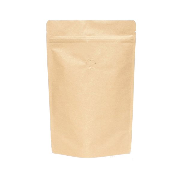 AwePackage High Barrier Natural Kraft Paper Stand up Zipper Coffee Pouch Bag with Valve (50, 16 OZ)