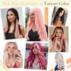 Easyouth Pink Tape in Hair Extensions Human Hair Tape ins Extensions Human Hair Colored Pink Tape in Human Hair Extensions Silky 18Inch 20pcs 40g