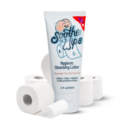 Soothe 'n Wipe 2 Oz Wipe Hygienic Cleansing Lotion, Flushable Wipe Alternative with Aloe & Moisturizers, Toilet Paper Moistener for Clean, Soft & Smooth Bum Butt Cleaner Sanitizing Lotion for Bathroom