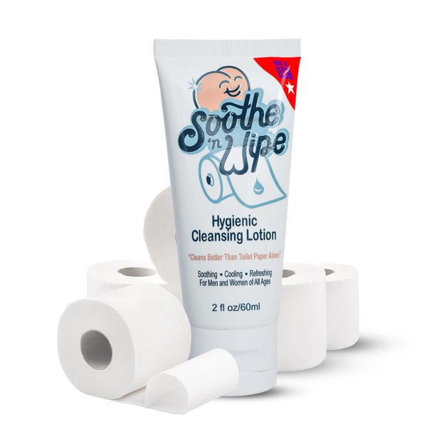 Soothe 'n Wipe 2 Oz Wipe Hygienic Cleansing Lotion, Flushable Wipe Alternative with Aloe & Moisturizers, Toilet Paper Moistener for Clean, Soft & Smooth Bum Butt Cleaner Sanitizing Lotion for Bathroom