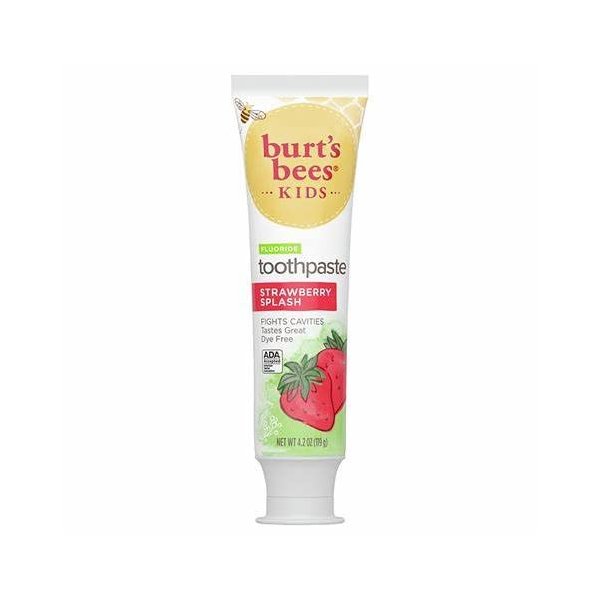 Burt's Bees Kids Toothpaste, Natural Flavor, with Fluoride, Strawberry Splash, 4.2 Oz