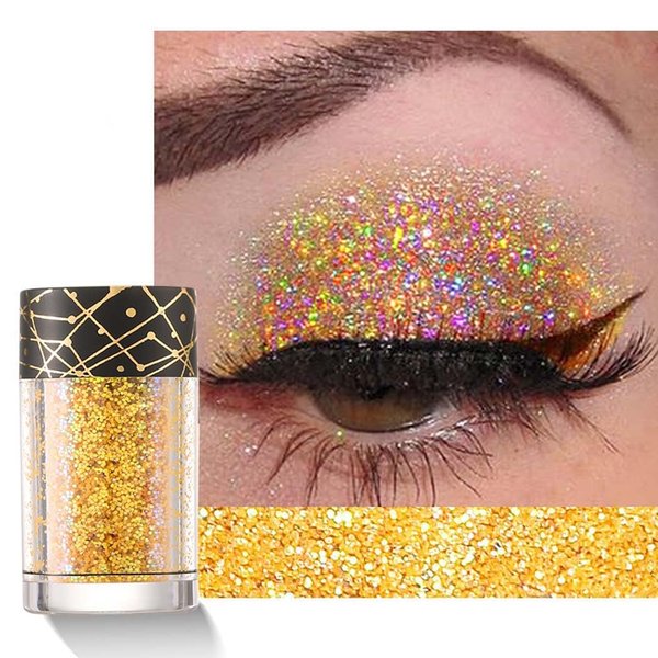 Kilshye Giltter Eye Shadow Metallic High Pigment Eyeshadow Shimmer Shadows Cosplay Party Eyes Makeup for Women and Girls Pack of 1 (Gold 6)