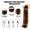 Winsky Tape in Hair Extensions Balayage Human Hair - Black Brown Ombre Glue in Remy Hairpiece 20pcs 50gram 100% Real Human Hair 18"#4T27P4