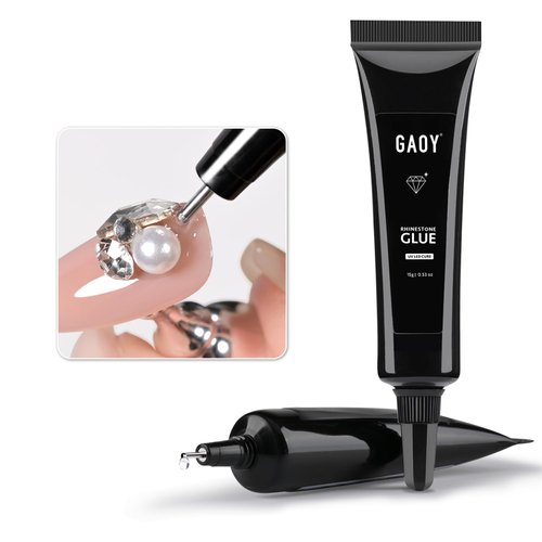 GAOY Rhinestone Glue for Nails, 15g UV Nail Gem Glue Gel, 3D Nail Art Gel for Nail Charms, Gems and Jewels Decoration
