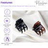 Parcelona French Glossy Square Very Small 3/4" Celluloid Set of 2 No Slip Grip Covered Spring Jaw Hair Claw Durable Styling Hair Accessories Women Strong Hold Girls Hair Claw Clips, Made in France