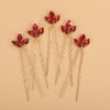 BERYUAN Wedding Hair Pins Bridal Crystal Rhinestone Hair Pins Green and Red Rhinestone Wedding Headpiece Gold Rhinestone Hair Pins for Wedding Women(5pcs) (red)