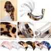 6 Pieces French Hair Barrettes Clip for Women Rectangle Ponytail Hair Barrette Semi Circle Spring Ponytail Tortoise Shell Hair Clip for Women Girl Ladies, Automatic Hair Clip Snap (Elegant Pattern)