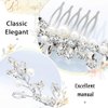Brishow Rhinestone Bride Wedding Hair Comb Silver Crystal Hair Piece Pearl Bridal Hair Accessories for Women and Girls
