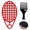 KOUPA Silicone Curly Hair Brush with Pick Comb, One Piece Twist Curl Comb for Afro Curls, Washable Hair Tool for Men Women, Red
