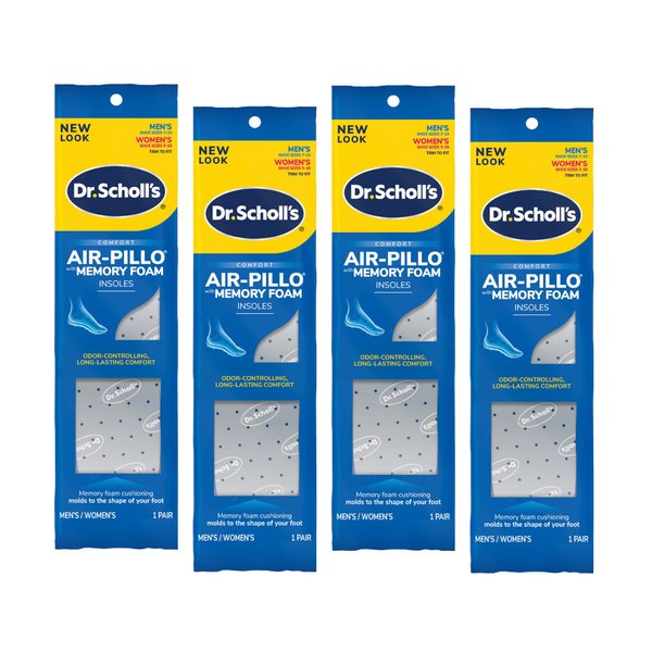 Dr. Scholl’s Air-Pillo with Memory Foam Insoles Men & Women Trim To Fit (Pack of 4)