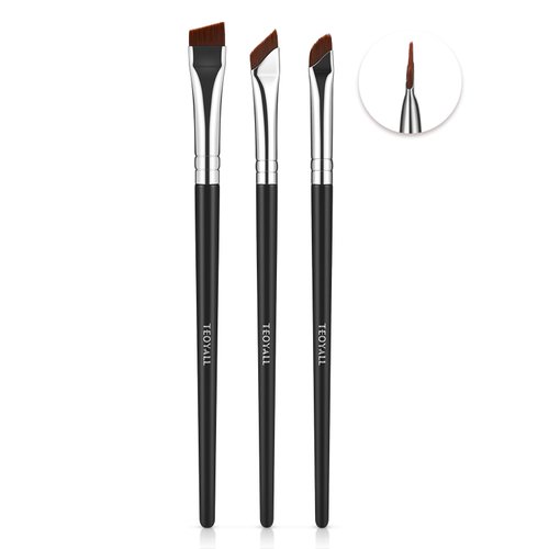 TEOYALL Angled Eyeliner Brushes Set, 3 PCS Ultra Thin Slanted Angled Eyebrow Brush Precision Defined Brushes (3 Angled Eyeliner Brushes)