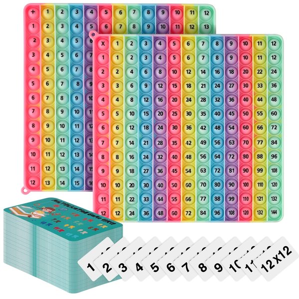 AK-SHIP Multiplication Game Table and Addition Numbers Flash Cards Doubled Side Macaron POP Fidget Math Toys, Create Various Math Operations, Stress Relief Fidget Learning Game （1 Piece | with Flash