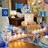 Happy Hanukkah Banner and Hanukkah Hanging Swirls Decorations, Chanukah Festival Party Decorations,Chanukah Themed Party Supplies