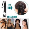 EMMOR Long Braided Ponytail Extension with Hair Straight Wrap Around Ponytail Hair Extensions with Hair Tie Soft healthy Synthetic Hair Piece for Women girls Daily(33 inch Black ）