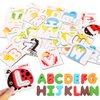 Vankcp 26Pcs Wooden Letters Card Numbers Alphabets ABC Flash Cards Set Montessori Animal Color Cognition Matching Puzzle Game