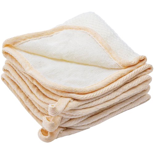 S&T INC. Exfoliating Washcloths, Dual Sided for Face and Body Scrub Towel, 9.9 Inch x 9.9 Inch, Cream, 3 Pack