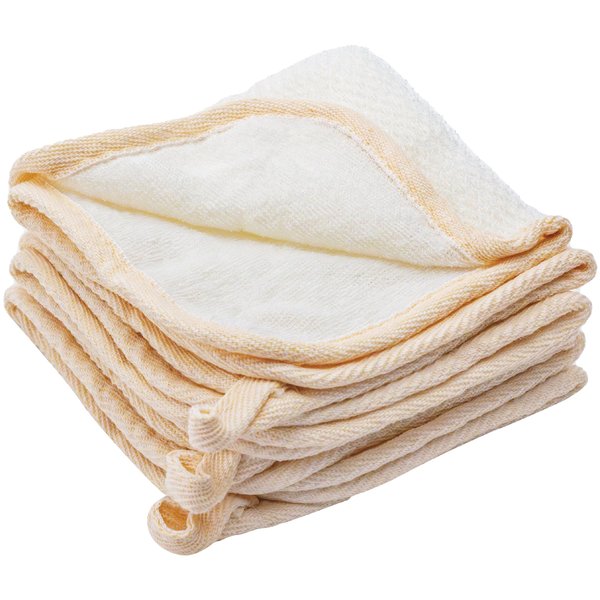S&T INC. Exfoliating Washcloths, Dual Sided for Face and Body Scrub Towel, 9.9 Inch x 9.9 Inch, Cream, 3 Pack
