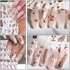 Halloween Nail Art Stickers 5D Embossed Designs White Skull Bone Teeth Clown Ghost Nail Decals for DIY Halloween Nail Art Supplies Decoration Holiday Manicure