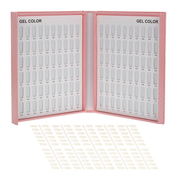 120 Colors Nail Gel Polish Display Chart Nail Polish Color Card with 120 Tips Pink