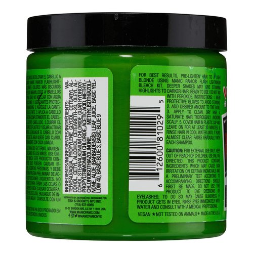 MANIC PANIC Electric Lizard Hair Dye - Classic High Voltage - Semi Permanent Hair Color - Neon Lime Green Shade - Glows in Blacklight - Vegan, PPD & Ammonia-Free - For Coloring Hair on Women & Men