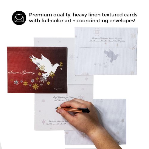 Divinity Boutique Boxed Christmas Cards:"Season's Greetings" Dove - Set Of 18,Red,24873