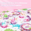 WERNNSAI Dinosaur Party Hats, 24 PCS Watercolor Dino Themed Birthday Headwear, Costume Headwear for Girls Baby Shower, All Ages, Elastic Closure, Hand Wash Only, Paper, 6.7" x 4.7"