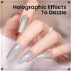 SUPWEE Holographic Nail Polish Gel -15ml Silver Glitter Gel Nail Polish Sparkle Mermaid Unicorn Effect High Glossy Shine UV Gel Nail DIY for Home Manicure