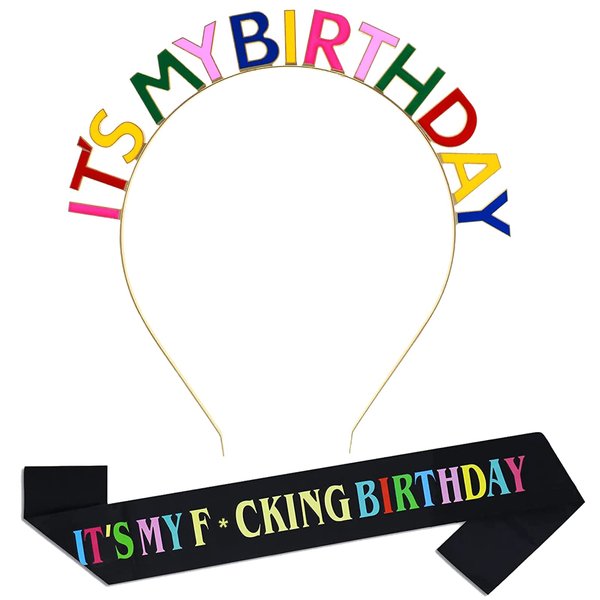 Happy Birthday Crowns Hats Sash Hair Tiara Birthday Party Crown Headband Supplies Gifts Decorations Funny Accessory for Women Girls