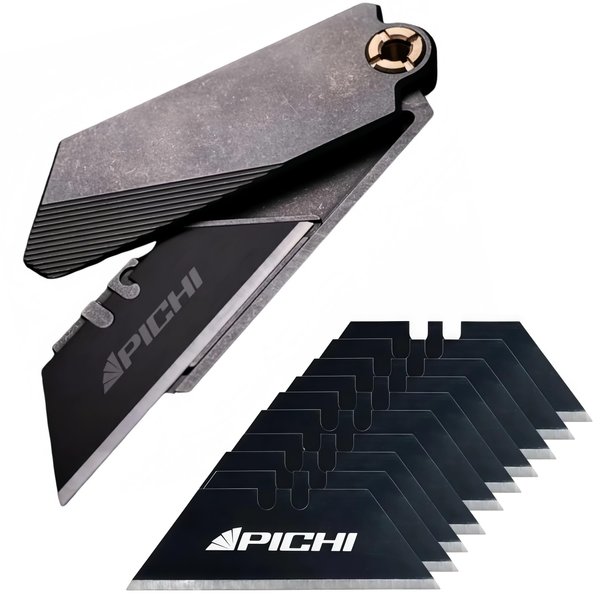 PICHI G9 Titanium Utility Knife,Lightweight Pocket Utility Knife,EDC Pocket Knives,CNC Unibody Quick Change Blade,Button Lock,for Men Women Outdoor Hiking,Camping,with 10 Replaceable Blades
