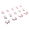 IMSOHOT Medium Press on Nails Square French Tips Fake Nails Blue Pink Wave False Nails with Designs Glossy Glue on Nails Full Cover Cute Acrylic Nails for Women and Girls 24Pcs