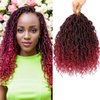 Curly Faux Locs Crochet Hair 8 Packs New Goddess Locs Crochet Braids Hair 12inch Red River Locs Crochet Hair with Curly Synthetic Hair Extensions (12" 8Packs 1B/BUG#)