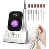 Portable Nail Drill Electric File: 40000RPM Professional Rechargeable Nail E File Machine, Cordless Nail Drill with Bits & Base for Acrylic Nails Remove Nail Gel Polish Manicure for Salon Home, White