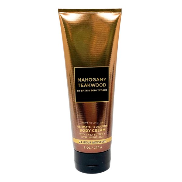 Bath and Body Works Hyaluronic Acid Body Cream For Men 8 Ounce (Mahogany Teakwood)