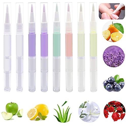 8PCS Cuticle Oil Pens,Cuticle Revitalizer Oil Pen with Soft Brush,Cuticle Oil Bulk for Nails Moist and Treatment,Nail Oil Manicure Repair The Cuticle,8 Kinds of Fruity Smell