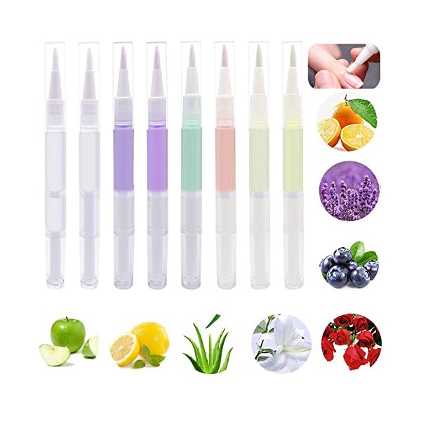 8PCS Cuticle Oil Pens,Cuticle Revitalizer Oil Pen with Soft Brush,Cuticle Oil Bulk for Nails Moist and Treatment,Nail Oil Manicure Repair The Cuticle,8 Kinds of Fruity Smell