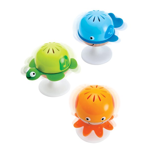 Hape Put-Stay Rattle Set | Three Sea Animal Suction Rattle Toys, Baby Educational Toy Set, Multi, 5'' x 2'' (E0330)