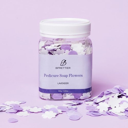 BPrettier Foot Soak Flower Soap Sheets Pedicure Foot Soaks for Softens Calluses Moisturizing Relaxing Feet Pedi Party, Birthdays, Sleepovers Use (Lavender)