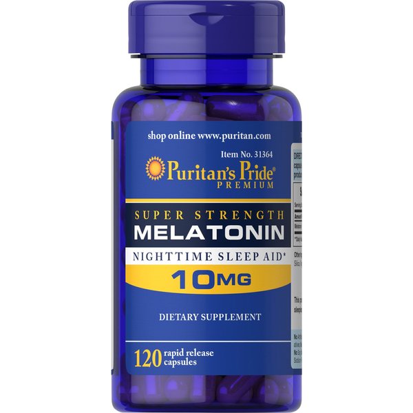 Puritan's Pride Rapid Release Melatonin 10Mg Capsule, Supports Sound Sleep, 120 Count, (Package May Vary)