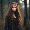 LLinfflr Women Floral Crown Flower Garland Headband Hair Wreath Floral Halo Headpiece Boho with Ribbon Wedding Party Photos